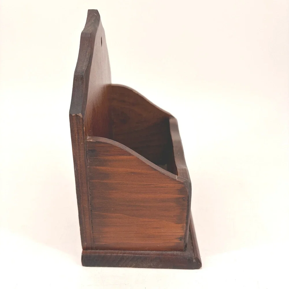 VINTAGE Wood Desk Organizer‎ Letter Holder Recipe Box Americana Eagle Emblem